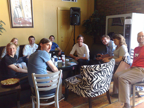 Photo of unconference participants in cafe